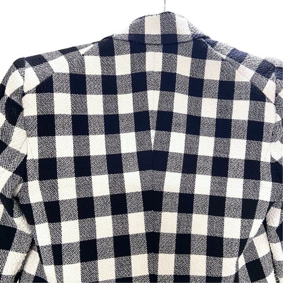 Veronica Beard Miller Dickey Tweed Blazer Black White Gingham Double Breast Sz 0 - Picture 13 of 15